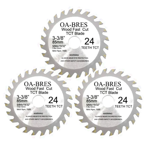 OA-BRES 3-3/8-inch 24T Circular Saw Blade, Carbide Tipped Fast Cut TCT Blade for Rockwell Versacut Versa Cut Rk3440k, Makita Cordless 3-3/8