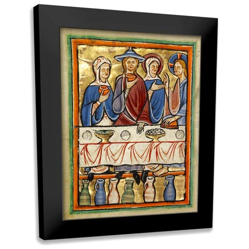 ArtDirect - Illuminator, Unknown 12th Century English 15x18 Black Modern Framed Art Print Titled: The Marriage at Cana