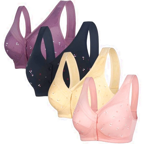 Numgug Daisy Bras for Older Women Comfort Soft Breathable Bra Wireless Front Closure Bras