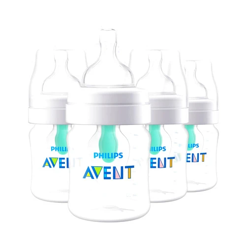Philips AVENT Anti-Colic Baby Bottles with AirFree Vent, 4oz, 4pk, Clear, SCY701/04