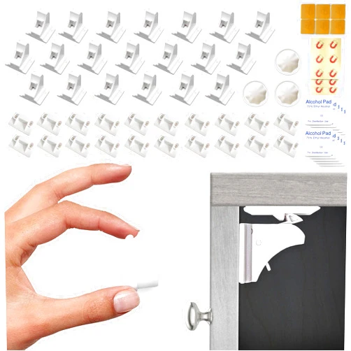 Eco-Baby Magnetic Cabinet Locks for Babies - Keyless, White, 20 Pack and 3 Keys