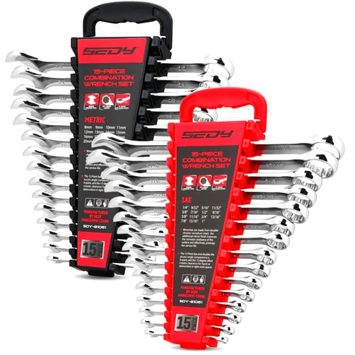 SEDY 30-Piece Combination Wrench Set - Open End Wrench Set with Organizer Professional 12 Point Wrench Kit Tool for Mechanic Garages Workshops 1/4'' to 1'' & 8-22mm