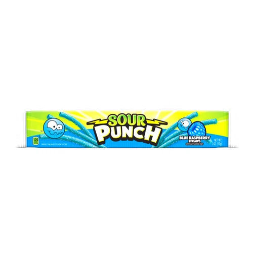 Sour Punch Straws, Sweet & Sour Flavored Soft, Chewy Candy, Tray, Blue Raspberry , 2 Ounce (Pack of 24)