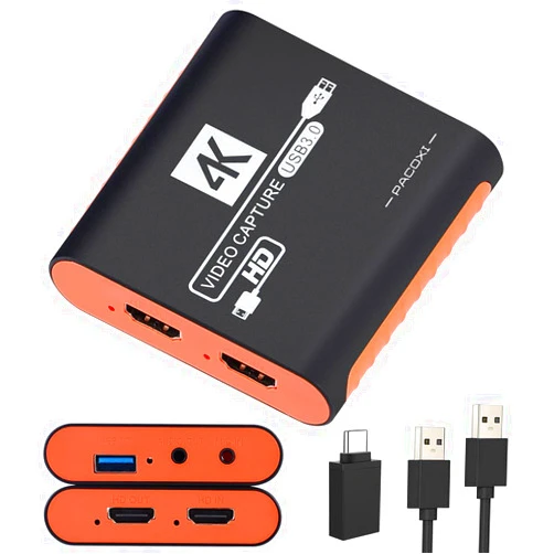 SUDTREEV Capture Card for Nintendo Switch, USB3.0 1080P 60FPS HDMI Capture Card, Capture Card for Streaming and Recording,HDMI Video Capture Card Cam Link for Gaming, PS5, Switch, Xbox, and PC,Orange