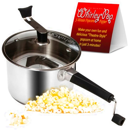 Wabash Valley Farms Platinum Series Whirley Pop Popcorn Maker - 6 Quart Stainless Steel Popcorn Popper, Popcorn Maker with¬†Metal Gears, Wabash Valley Farms Stove Top Popcorn Maker (Stainless Steel)