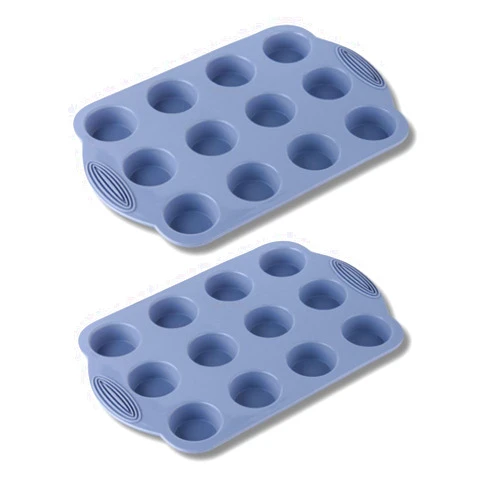 CG&CO. 2-Pack 12-Cup Silicone Mini Muffin Pan - BPA Free, Nonstick Bakeware for Mini Cupakes, Mini Muffins, and more