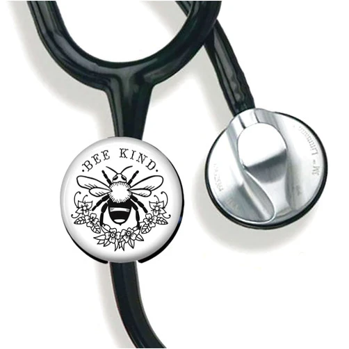 Kanvt Bee Kind Stethoscope Tag Personalized,Nurse Doctor Stethoscope ID Tag Customized, Medical Stethoscope Name Tag with Writable Surface-Black, Small, mflor365