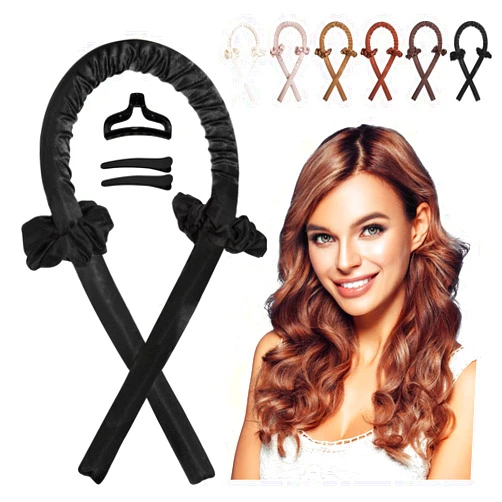 cobinaan Heatless Curling Rod Headband No Heat Hair Curlers for Long Hair Silk Curls Headband You Can To Sleep In Overnight, Soft Rubber Hair Rollers, Curling Ribbon and Flexi Rods for Natural Hair
