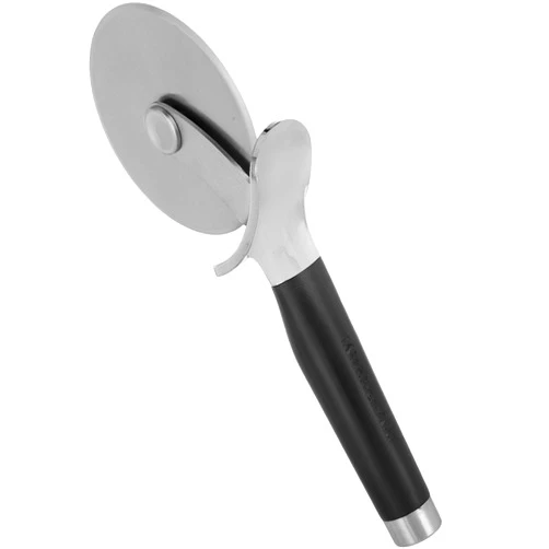 KitchenAid Gourmet Stainless Steel Pizza Wheel with Sharp Blade to Easily Cutting Pizza Crusts, Pies, and more, Finger Guard for Safety and Comfort Grip to Protect Fingers, Dishwasher Safe, Black