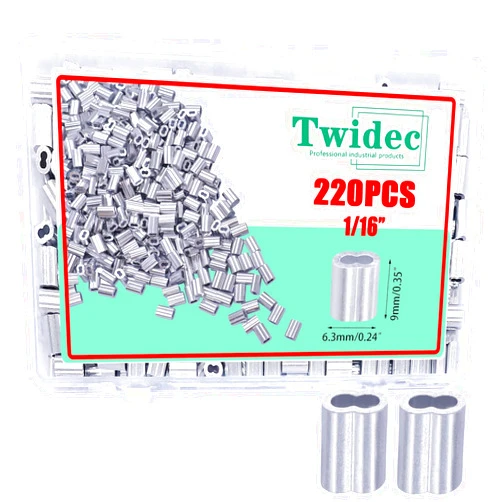 Twidec/220PCS Aluminum Crimping Loop Sleeve 1/16