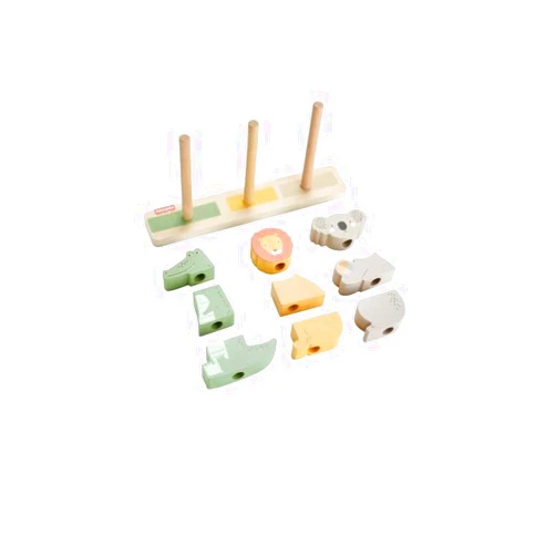 Fisher-Price Wood Baby Toy Stack & Sort Animals, 10 Wooden Pieces for Developmental Play for Infants & Toddlers Ages 1+ Years