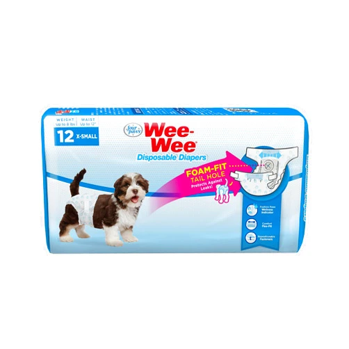 Four Paws Wee-Wee Super Absorbent Disposable Dog Diapers, Extra Small (12 Count)
