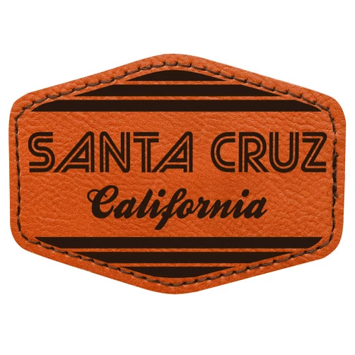 R and R Imports Santa Cruz California City Retro Souvenir 2x3 Hexagonal Iron-on Leatherette Patch with Adhesive Single