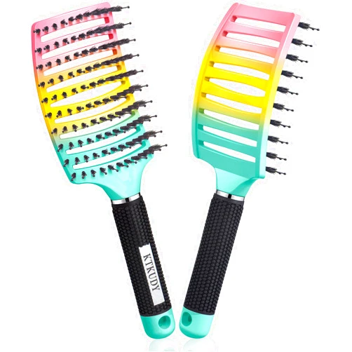 KTKUDY Wet & Dry Detangling Hair Brush for All Hair Types - Eliminates Knots & Reduces Breakage Hairbrush - Tangle Free Detangler Brush For Women Men & Kids, Single, 1 Count