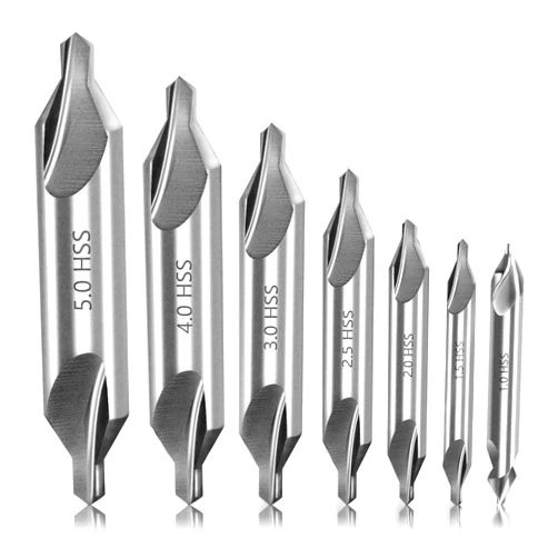 LWCUSNJ 7pcs Center Drill Bits Set, M2 High Speed Steel 60-Degree Angle Countersink Drill Bit for Lathe Metalworking,Size 1.0 1.5 2.0 2.5 3.0 4.0 5.0mm