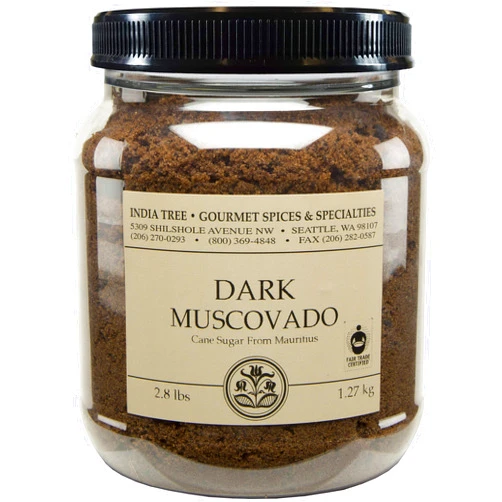 India Tree Pure Dark Muscovado Sugar, All-Natural Gourmet Sweetener for Coffee, Tea, and Baking , 3.0 Lb Canister (Pack of 1)