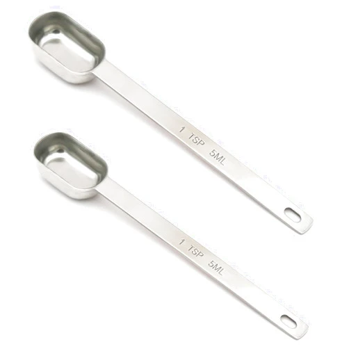 BERYLER® 2 PCS 1 Teaspoon(1 Tsp | 1/3 Tbsp | 5 mL | 5 cc | 1/6 oz) Single Measuring Spoon, Stainless Steel Individual Spoons, Long Handle Spoons Only