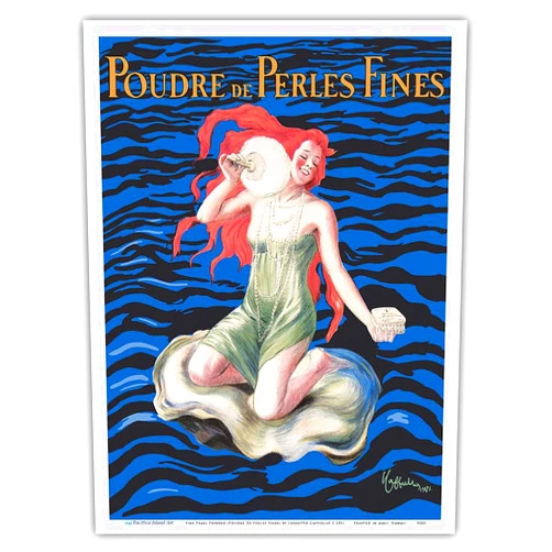 Pacifica Island Art Fine Pearl Powder (Poudre De Perles Fines) - Pearl Perfumes - Vintage Advertising Poster by Leonetto Cappiello c.1921 - Master Art Print (Unframed) 9in x 12in