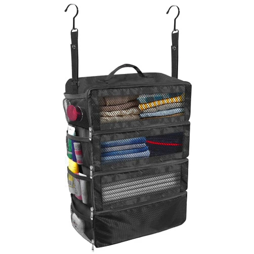 Olosar Suitcase Organizer, Travel Luggage Organizer Portable Hanging Travel Shelves Collapsible Hanging Packing Cubes for Carry on Suitcase
