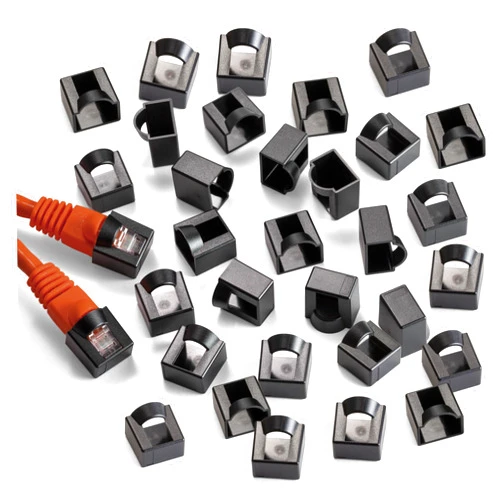 NTW Click on/Lockable RJ45 Plug Protector CAT5e/Cat6/Cat6a/Cat7/Cat8 Ethernet Head Dust Covers (50 Pack)-Black