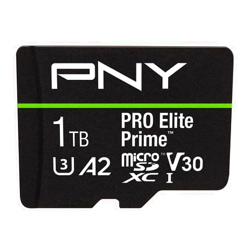 PNY 1TB PRO Elite Prime C10 U3 V30 A2 microSDXC Flash Memory Card – Ultra-Fast Speeds, Read 200MB/s, Write 150MB/s, 4K UHD, Full HD, UHS-I, for Smartphones, Drones, Action Cameras