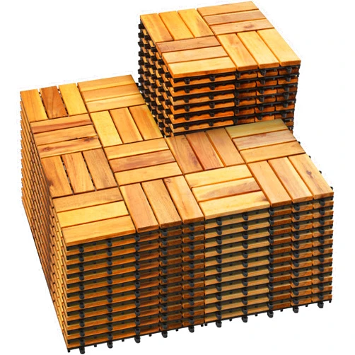 PrimeZone 54 PCS FSC Certified Acacia Wood Interlocking Patio Deck Tiles - 12