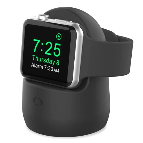 AhaStyle iWatch Stand Silicone Charging Dock Holder for Apple Watch Ultra 2, Ultra, SE2, SE, Series 9 8 7 6 5 4 3 2 1 (49/45/44/42/41/40/38mm), Supports Nightstand Mode (Black)