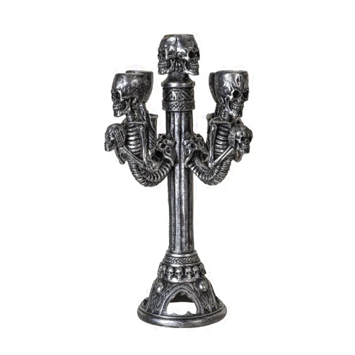 Pacific Giftware Skull Candelabra Candle Holder Gothic Skeleton Design for Spooky Home Decor or Halloween Centerpiece Holds 5 Candles 11.2