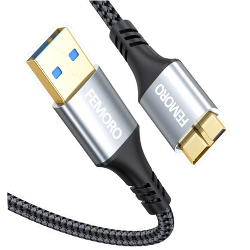 FEMORO External Hard Drive Cable 6ft, USB 3.0 A to Micro B Cord 5Gbps Replacement for Seagate WD My Passport SSD HDD Camera Brother Scanner and More