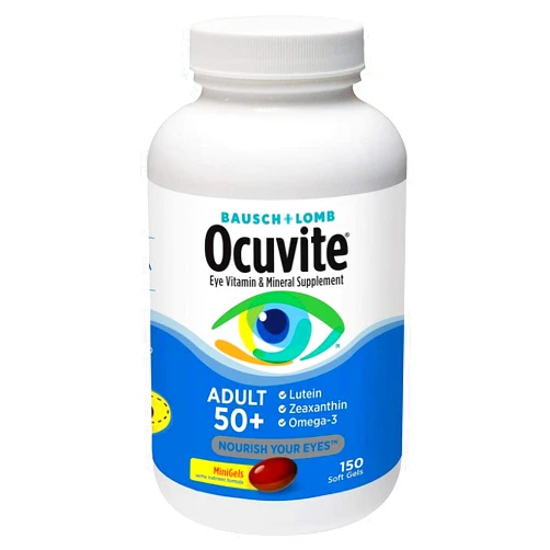 Ocuvite Bausch + Lomb Ocuvite Adult 50+ Vitamin & Mineral Supplement with Lutein, Zeaxanthin, and Omega-3, Soft Gels (150 Count) iiiIII