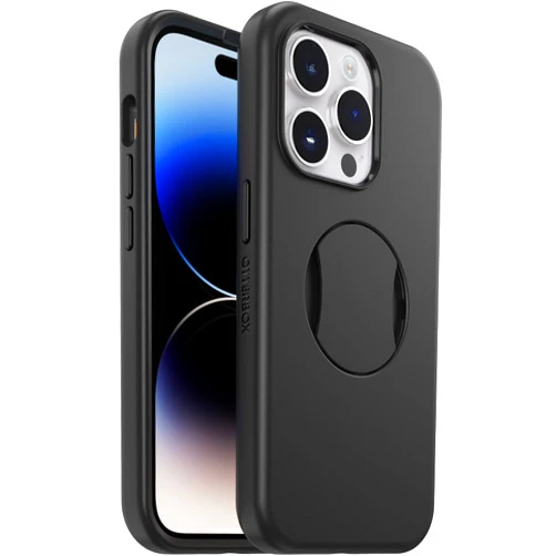 OtterBox iPhone 14 Pro (Only) OtterGrip Symmetry Series Case - Black, Built-in Grip, Sleek case, Snaps to MagSafe, Raised Edges Protect Camera & Screen