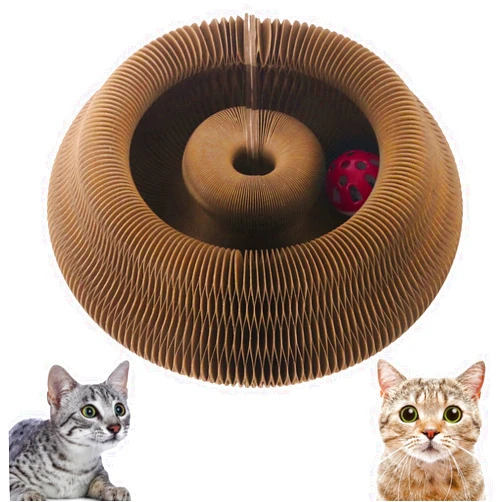 Osvela Magic Organ Cat Scratcher Board Kitty Kurlz Cat Toy Cat Ball Toy Interactive Scratch Pad Cat Toy with Bell Ball for Indoor Cats Toy