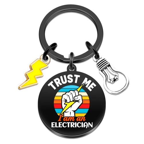 WIRNGF Electrician Gifts for Men Electrician Accessories Light Bulb Keychain Gifts for Electricians Lineman Electrical Engineer Electrical Students Gift Ideas