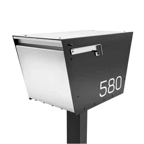Movo Home Walter Post Mount Mailbox, Modern Curbside Stainless Steel, Large Locking, Black