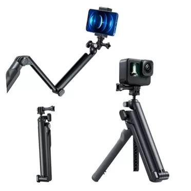 TELESIN Flexible Extension Selfie Tripod with Phone Holder for GoPro, Multiple Way Pivot Arm Stabilizer Stick Pole Monopod Handler Grip for Go Pro Max Hero 11 9 8 7 6 5 Insta360 DJI Action Accessories