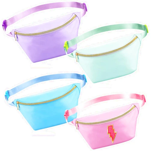 Hillban 4 Pcs Fanny Packs Cross-body Bag Preppy Waist Packs Water Resistant Classic Fanny Bag with Adjustable Strap for Gifts Travel Women Men(Pink, Light Blue, Green, Purple)