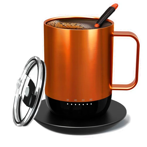 Vsitoo S3 Pro Smart Mug, Temperature Control Smart Mug,Heated Coffee Mug, Improved Design,Smart LED Light/APP Control/Auto Sleep/3-Level Temperature Setting (Copper)