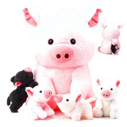 Silipull 5 Pcs Pig Stuffed Animals, 12 Inch Large Plush Mommy Pig with 4 Little Baby in Mother Belly, Gifts for Boys and Girls' Easter Graduation Birthday Party Favors(Sitting)