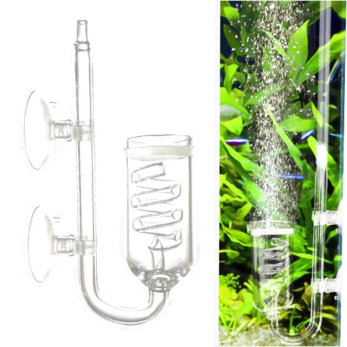 IAFVKAI CO2 Diffuser Aquarium Glass Spiral CO2 Atomizer Diffuser Bubble Counter Check with Suction Cup for Aquarium Planted Fish Tank Supply Accessories
