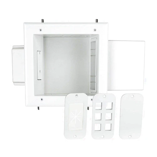 DATA COMM Electronics 45-0061-WH Recessed AV/HDMI Cable with Expandable Media Box and Duplex Surge Receptacle, White