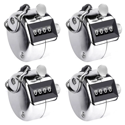 FOORIR Clicker Counter Metal Handheld Tally Counter, Manual Mechanical 4 Digit Number Click Pitch Counter Clicker, One Hand Counter Clicker, Spinning Restore