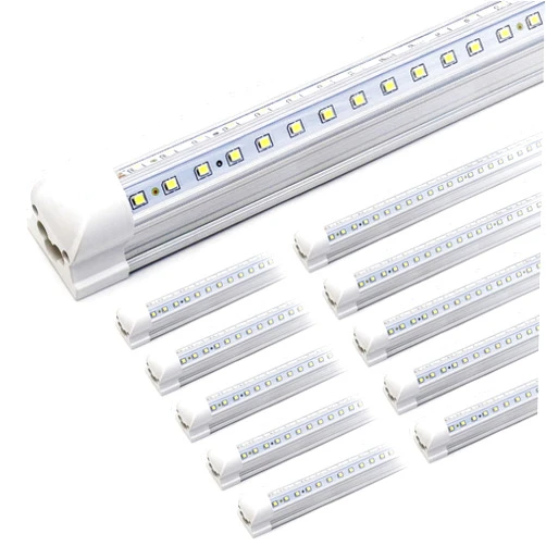 Phiwicsh LED Shop Light 4FT 10 Pack, 40W 5400LM 6500K Linkable Shop Light Fixtures, V Shape High Output Clear Cover T8 LED Tube Light Plug and Play, 4 Foot LED Shop Light for Garage Warehouse Basement