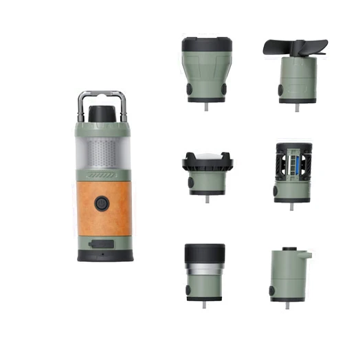 LOVORK 7-in-1 Modular Camping Lantern Rechargeable, 5000mAh, 500LM, IPX4 Waterproof, Fan, Bluetooth, Multi-Function Portable Flashlight, Camping Essentials Set for Emergency, Hiking, Fishing (Green)