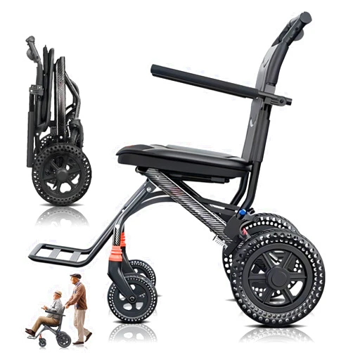 GLDDFDG Foldable Lightweight Wheelchair, Folding Wheelchair for Adults, Seat 43 cm, Travel Wheelchair, Ultralight Wheelchair for The Home and on The Road, Transport wheelchairs, Load Capacity 150 kg