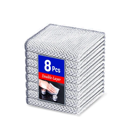 Wangjinpeng 8 pcs Wire Dishwashing Rag for Wet and Dry, No Scratches and No Odor, Reusable and Washable for Cookware, Sinks, Dishes, Stove Tops, 7.87