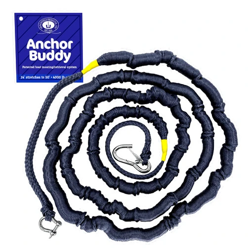 GREENFIELD PRODUCTS Greenfield Anchor Buddy, The Original Bungee Anchor Line for Boats. 14ft to 50ft Stretch. Elastic Anchor Rope, Bungee Anchor Line.