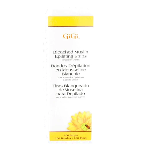 GiGi Bleached Muslin Wax Strips for Waxing – 100 Count Epilating Wax Strips for Hair Removal, Ideal for Facial and Body Waxing, Spa Use