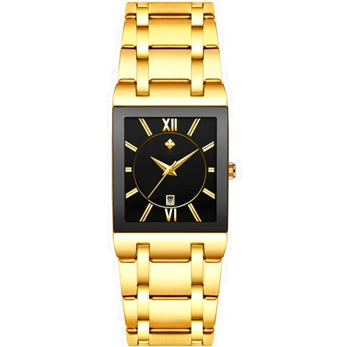 SENRUD Square Watches for Men Luxury Stainless Steel Date Business Dress Waterproof Luxury Casual Quartz Analog Wrist Watch