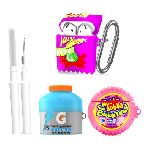 Generic [3Pack] Food Case for Airpods 4 (2024), Cute Airpods 4 Case Funny 3D Cartoon Silicone Cover for Airpods 4 Cute Case with Cleaner Pen/Keychain for Girls Boys (Sport Water & Purple Potato & Bubble Gum)