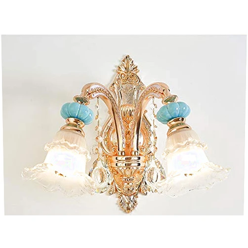 Zhongshan Wangting Lighting Company Limited Romantic Crystal Wall Lamps LED Modern European Ceramic Zinc Alloy Wall Lights Fixture Wall Lighting 3 White Light Dimmable (1 lamp Version)